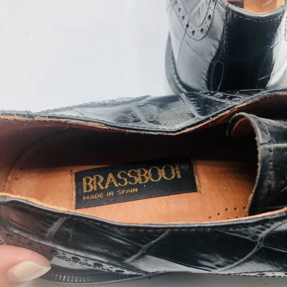 Brass Boot Men's shoes size 10M Black Patent‎ leather Dress Oxfords
